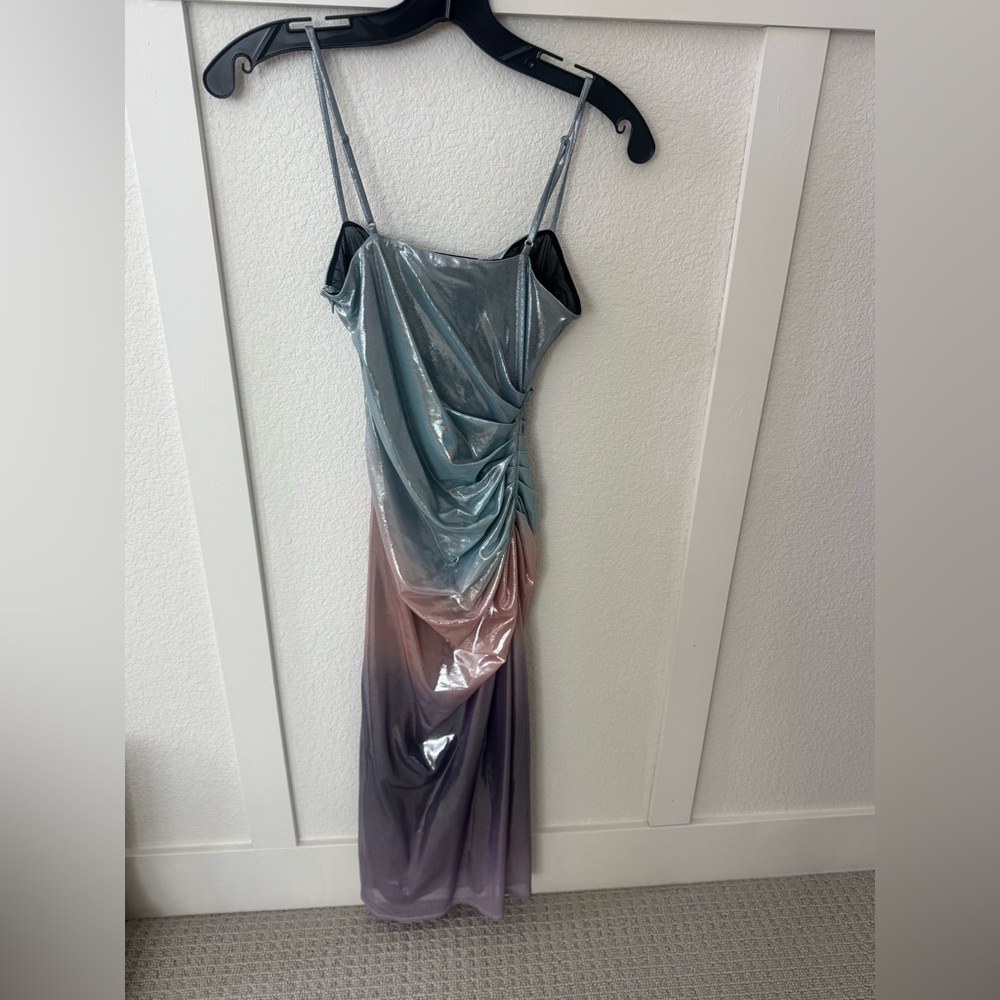 FLEUR DU MAL Metallic Ombré Mesh Ruched Dress XS - Picture 5 of 7